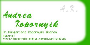 andrea kopornyik business card